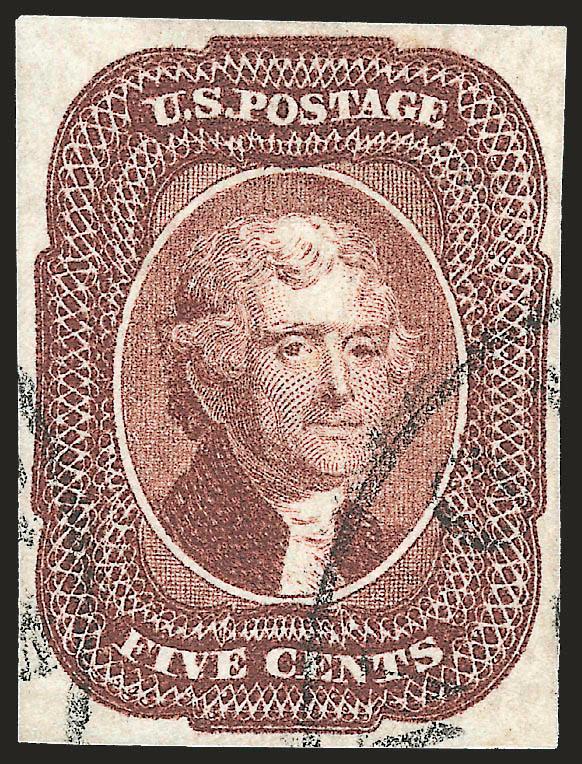 5c Red Brown (12).> Large even margins, crisp impression, neat strikes of circular datestamp, Extremely Fine, ex Mayer