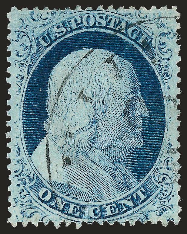1c Blue, Ty. IV (23).> Plate 1L, recut once at top and once at bottom, bright color, detailed impression, choice centering for this difficult issue which clearly shows the recut lines, short perf at top, also a
faint line across top described on most