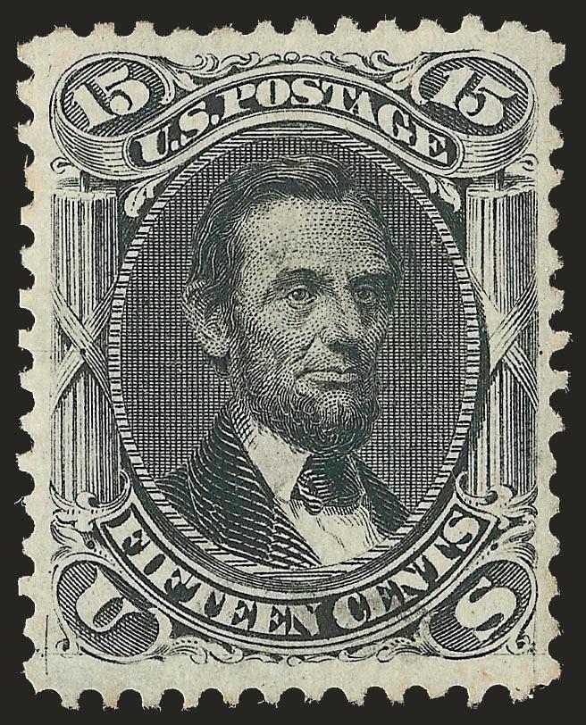 15c Black (77).> Wide margins and almost precisely centered, sharp impression on crisp paper, light cancel, Extremely Fine, with 1996 P.F. and 2004 P.S.E. certificates (XF 90 SMQ $620.00)