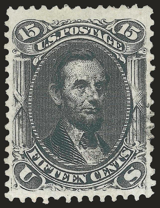15c Black (77).> Choice centering with unusually wide margins at top and bottom, unobtrusive cancel, deep shade, Extremely Fine, scarce with such wide margins, with 2004 P.F. certificate