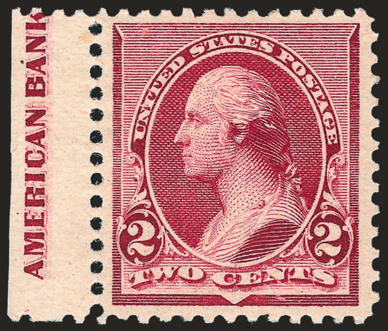 2c Lake (219D).> Original gum, barest trace of hinging if at all, with <part imprint> at left, rich color, Very Fine and choice, with 1993 P.S.E. certificate for block which says this stamp is Mint N.H.