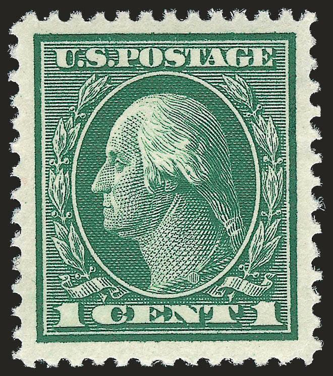 1c Green (405).> Mint N.H., radiant color, crisp impression, Jumbo margins, Extremely Fine Gem, with 2005 P.S.E. certificate (XF-Superb 95 Jumbo SMQ $195.00 as 95, $770.00 as 98)