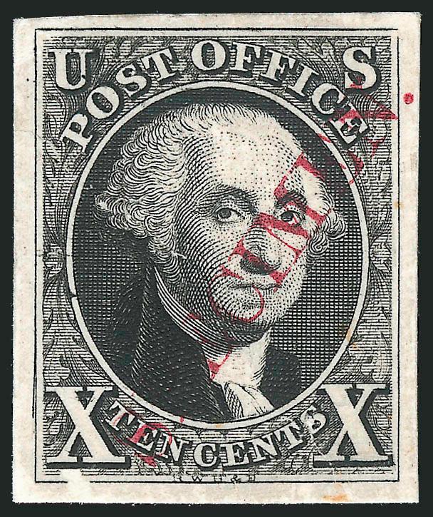 5c Red Brown, 10c Black, Proofs on India, Specimen Ovpt. (1PS-2PS).> Black and Red overprints, respectively, card mounted, 10c cut-down large die, 5c might also be, 10c with scuff and tear, otherwise Very
Fine-Extremely Fine, the 10c is most likely