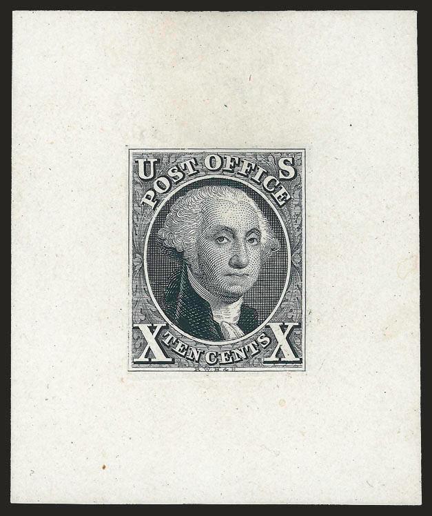 10c Black, Large Die Proof on White Glazed (2P1i).> 43 x 51mm, bright shade, Very Fine
