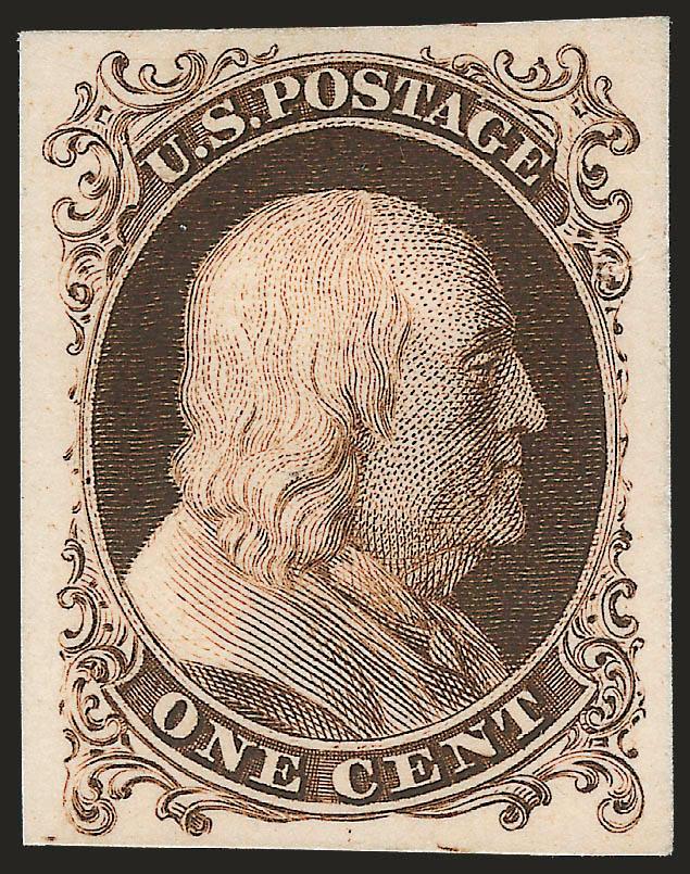1c 1875 Reprint, Atlanta Trial Color Proofs (40TC).> Complete set of five colors, large margins, brilliant colors, Very Fine and choice