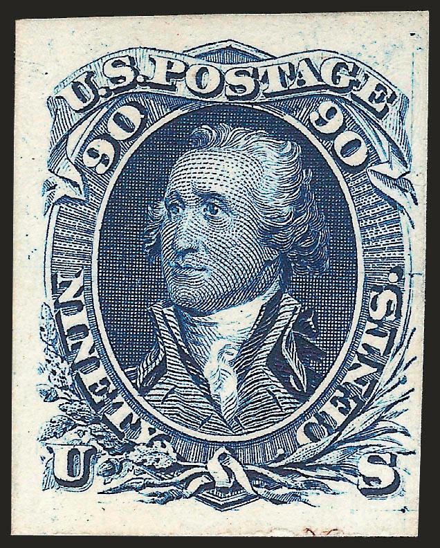 1c-90c 1861-66 Issue, Plate Proofs on Card (63P4, 65P4, 68P4-69P4, 71P4-73aP4, 76P4-78P4).> Large margins, rich colors, Very Fine and choice