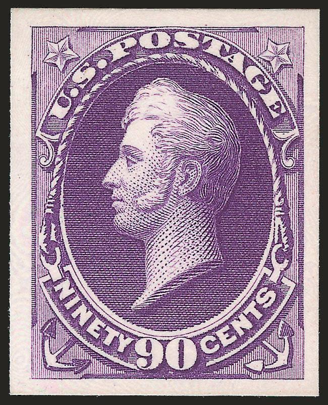 2c-90c 1887-88 Issue, Plate Proofs on Card (213P4-218P4).> Large margins, brilliant colors, Very Fine and choice