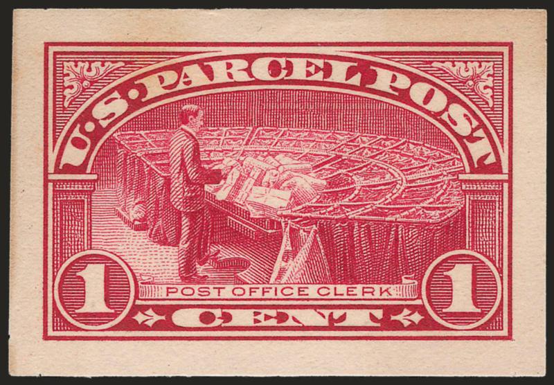 1c-$1.00 Parcel Post, Panama-Pacific Small Die Proofs (Q1P2a-Q8P2a, Q10P2a-Q12P2a).> Nearly complete set, lacks the 25c value, which is present as a large die proof (Q9P1) cut down to size of the other proofs,
rich colors, couple tiny faults, light t