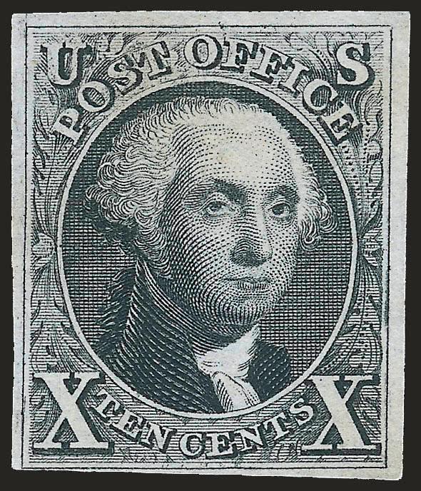 10c Black, Reproduction (4).> Without gum as issued, ample to large margins except just clear partially at bottom left, Fine, with 2009 P.S.E. certificate