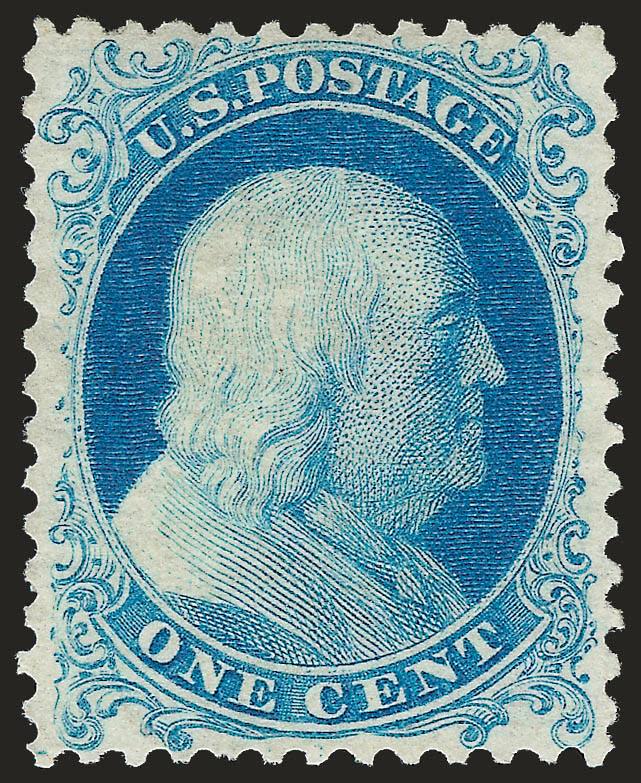 1c Bright Blue, Reprint (40).> Without gum as issued, beautiful color, well-balanced margins, Very Fine and choice, with 1989 P.F. and 2008 P.S.E. certificates