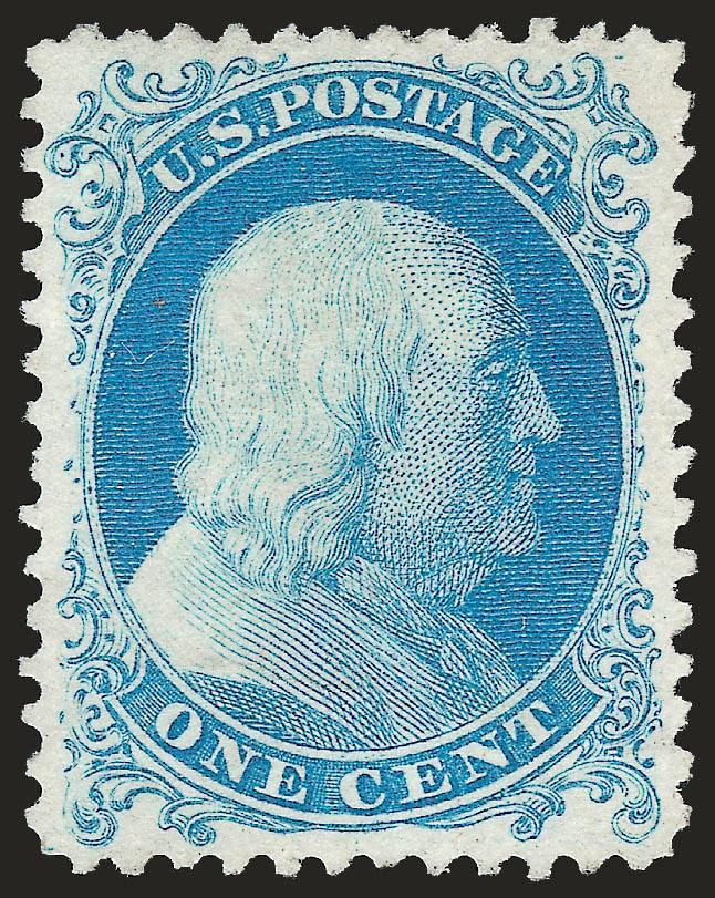1c Bright Blue, Reprint (40).> Without gum as issued, well-centered and vivid color, light diagonal crease at bottom, otherwise Extremely Fine, with 2004 P.F. certificate