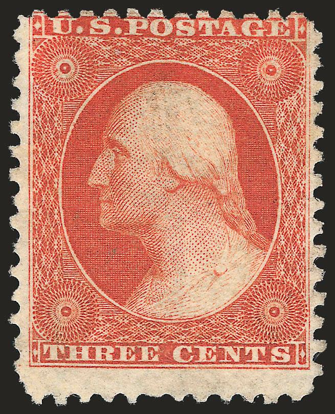 3c Scarlet, Reprint (41).> Without gum as issued, nice margins, rich color, two minor creases, otherwise Fine, only 479 issued, with 1975 P.F. certificate