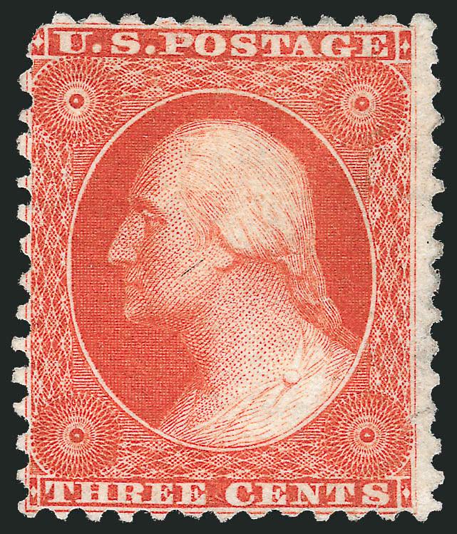 3c Scarlet, Reprint (41).> Without gum as issued, lightly cleaned to remove a stain, and tiny tear at right, otherwise Fine