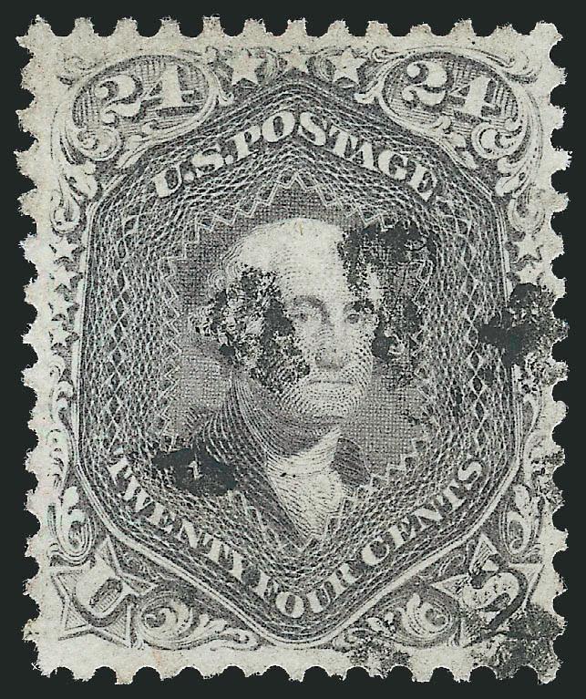 24c Grayish Lilac (78a).> Radiant color and crisp impression, choice centering, neat cork cancel, fresh and Extremely Fine, with 1987 P.F. certificate