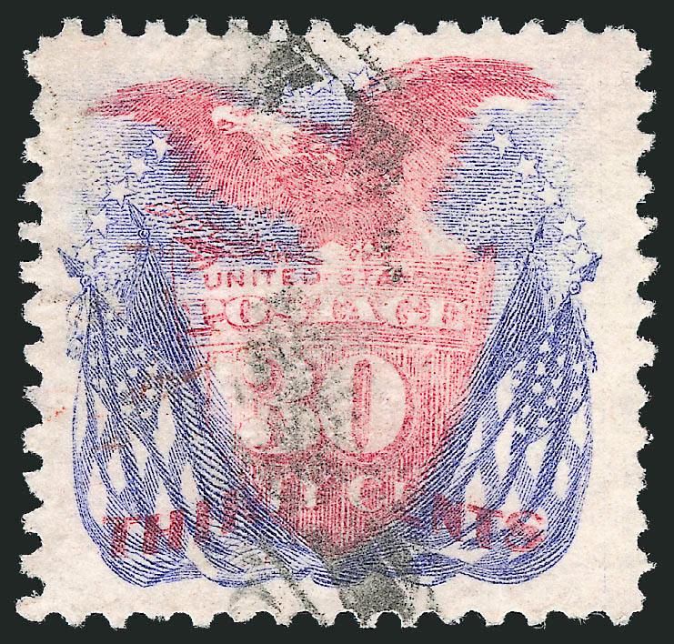 30c Ultramarine & Carmine (121).> Wide margins of near Jumbo proportions, cork cancel, Very Fine and choice, with 2009 P.S.E. certificate