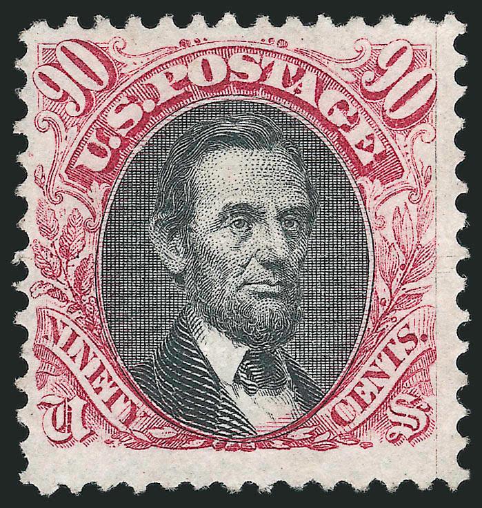 90c Carmine & Black (122).> Unused (no gum), bright colors, fresh and Fine example of this scarce stamp