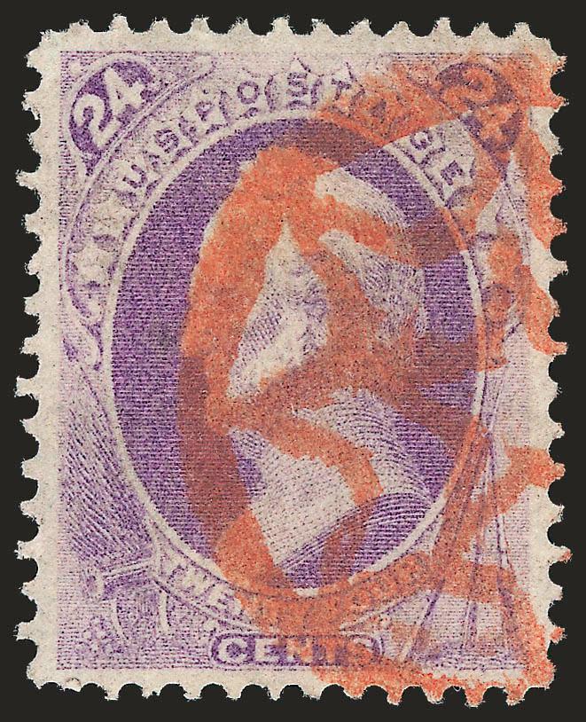 24c Purple (153).> Bright color nicely complemented by well-struck <red New York Foreign Mail Star> cancel (Ty. ST-MP3), well-balanced margins, Extremely Fine Gem, a beautiful stamp and cancel