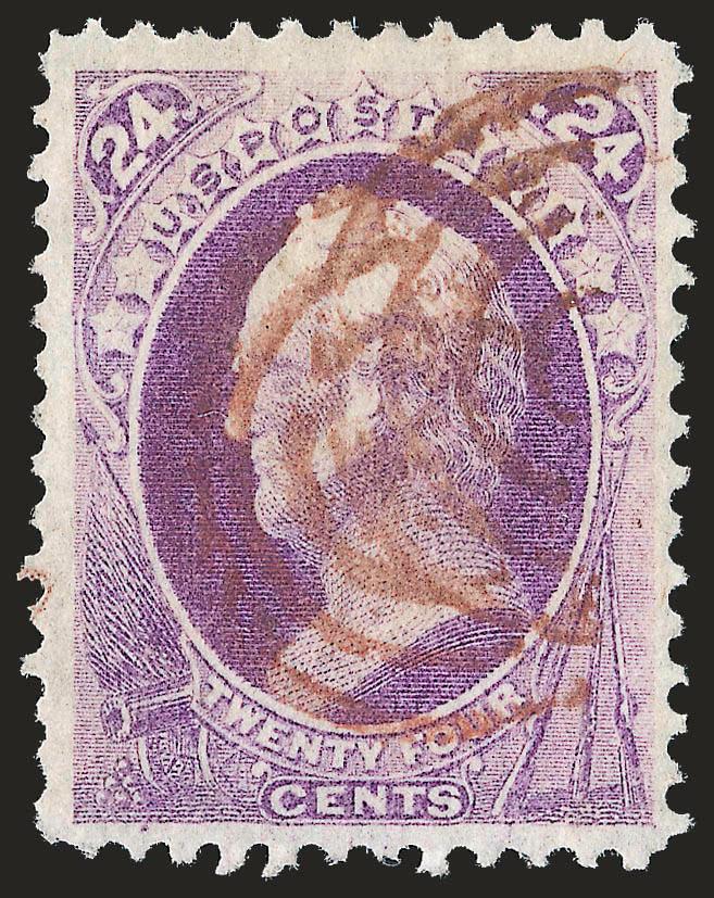 24c Purple (153).> Deep rich color on bright paper, neat <deep red> target cancels, Very Fine and choice, with 1987 P.F. certificate