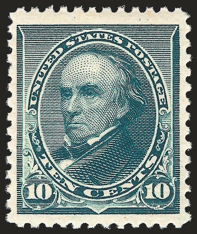 10c Green (226).> Mint N.H., brilliant color, unusually wide margins, Very Fine and choice, with 1997 P.F. certificate
