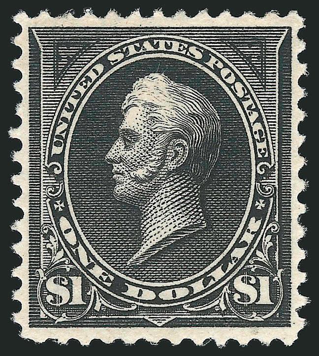 $1.00 Black (261).> Slightly disturbed original gum, well-centered with intense color on bright paper, tiny thin speck (not mentioned on certificate), Extremely Fine appearance, with 1995 A.P.S.
certificate