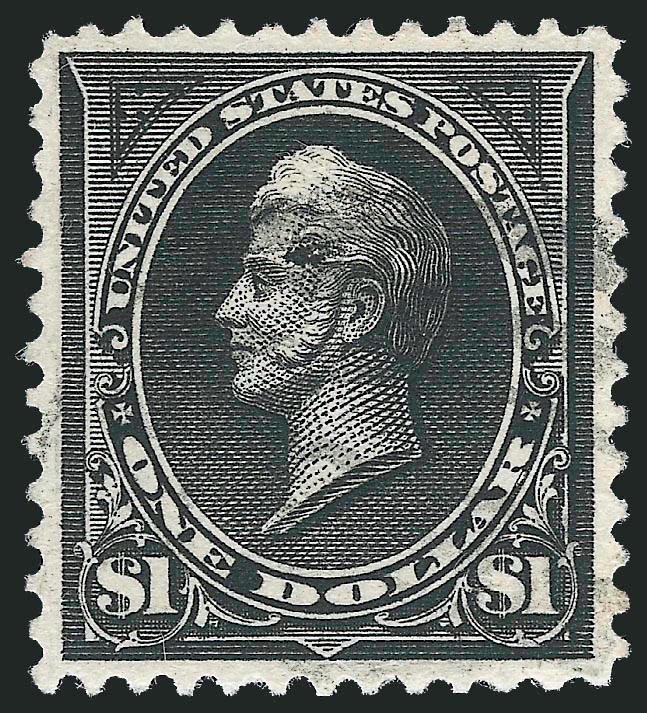 $1.00 Black (261).> Exceptionally wide margins and nearly perfectly centered, beautiful impression on bright white paper, unobtrusive cancel leaves entire design clearly visible<><>^EXTREMELY FINE GEM. A
WONDERFUL USED EXAMPLE OF THE 1894 $1.00 TYP