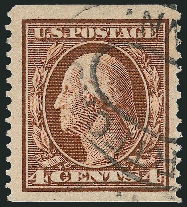 4c Orange Brown, Coil (354).> Exceptionally wide Jumbo margins, rich color, neat Hartford Conn. double oval cancel, Very Fine, with 2003 P.S.E. certificate