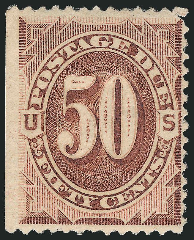 50c Deep Brown, Special Printing (J14).> Disturbed original gum, h.r., s.e. at left, light corner crease at top left, defective corner at top right, otherwise Fine, scarce, with 1950 P.F. certificate