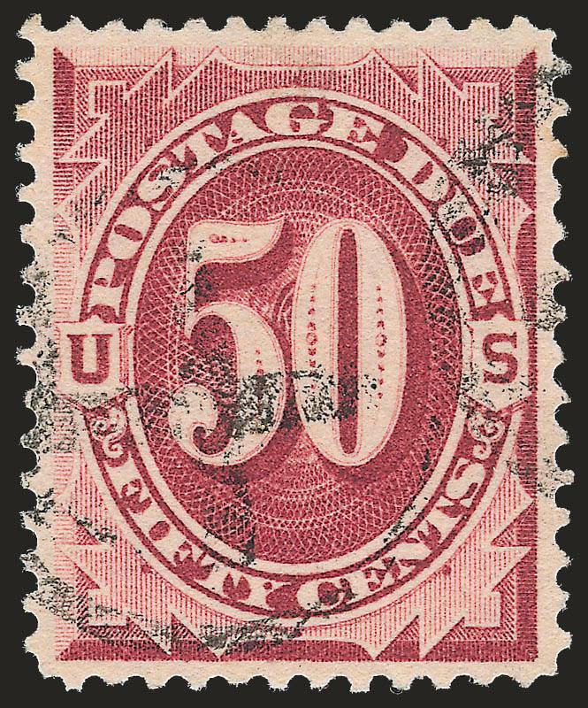50c Bright Claret (J28).> Attractive margins and centering, light cancel. Extremely Fine, with 2009 P.S.E. certificate (XF 90 not priced used in SMQ)