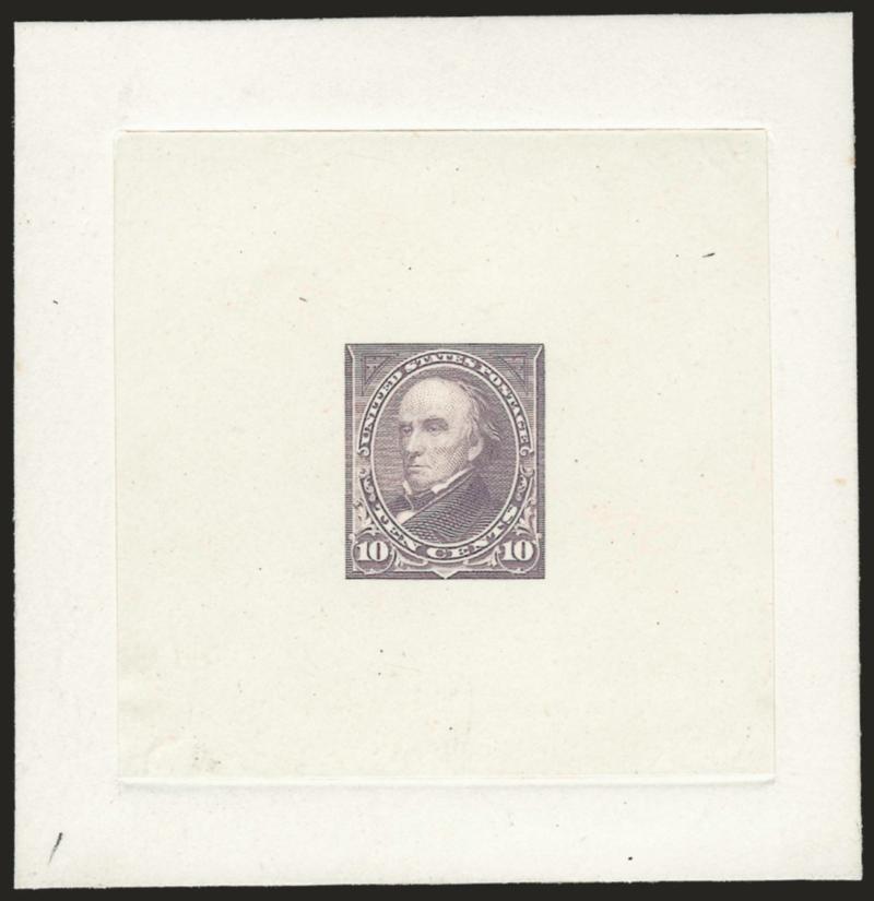 10c Gray Lilac, Ty. II, Large Die Trial Color Proof on India (283TC1).> On 79 x 82mm card with full die sinkage, bright shade, Very Fine and choice, this shade is unlisted in Scott, Scott Retail as listed
shade