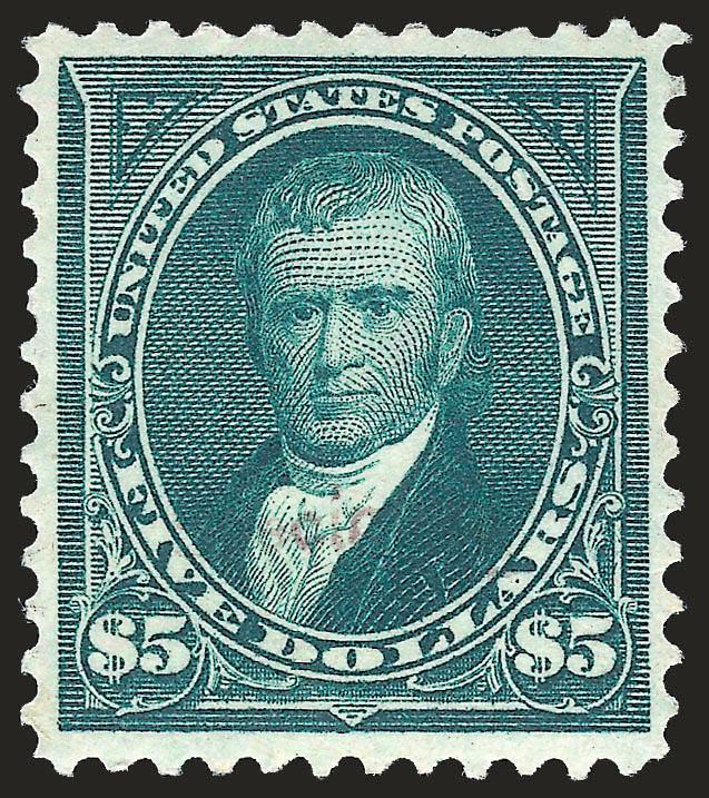 1c-$5.00 1895 Bureau Issue, Specimen Ovpt. Ty. E (264S-E thru 278S-E).> Complete except for the rare $1.00 Ty. II, also with two additional 10c (three total), original gum, h.r. except $5.00 regummed, few small
flaws, overall Fine-Very Fine, scarce