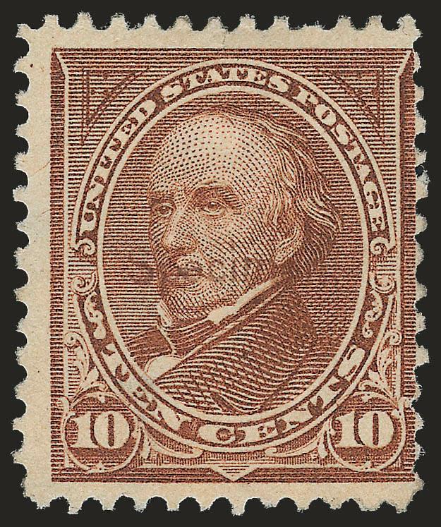 10c Brown, Ty. II, Specimen Ovpt. Ty. E (283S-E).> Unused (no gum), h.r., small tear at top center, small thin at bottom left, almost Fine, possibly unique, with 1998 P.F. certificate, unpriced in Scott