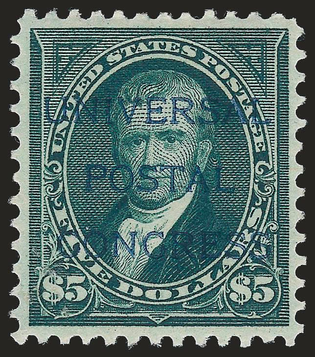 1c-$5.00 1895 Bureau Issue, Universal Postal Congress Specimen Ovpt. (264S-O thru 278S-O).> Complete set of 14 <with original envelope,> original gum, h.r., incl. both types of the $1.00, few flaws incl. thin
spots on some higher values and 50c wit