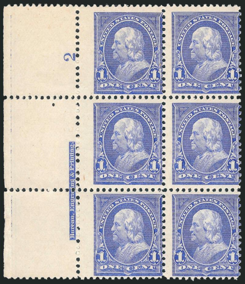1c Ultramarine (246).> Eleven side imprint and plate no. strips of three and one left imprint and plate no. 2 block of six, plate nos. incl. 9, 15, 17, 18, 21, 24, 29, 31, 33 and 35, some stamps Mint N.H.,
bright colors, nice range of shades, few fla