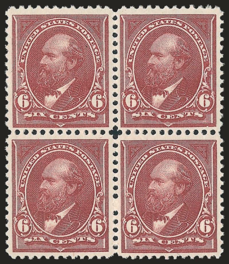 6c Dull Brown (256).> Block of four, original gum, small h.r., bright color, well-balanced margins, Very Fine and choice