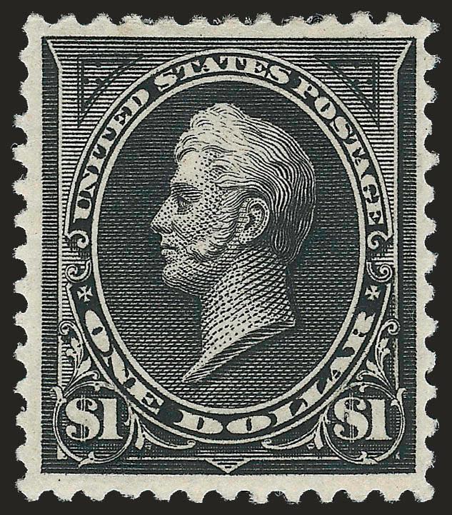 $1.00 Black, Ty. II (261A).> Original gum, bright shade and crisp impression, choice centering, thin spot at top, Very Fine appearance