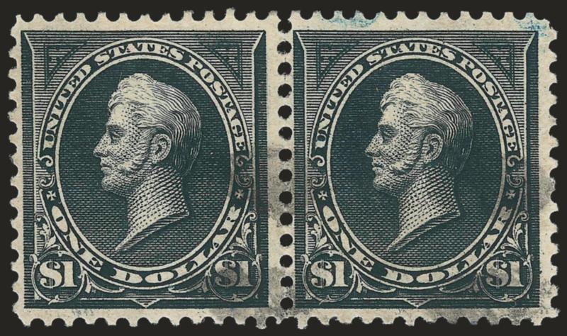 $1.00 Black, Ty. II (261A).> Horizontal pair, detailed impression, unobtrusive cancels, couple minor perf separations at top, Fine-Very Fine, scarce used multiple, Scott Retail as two singles