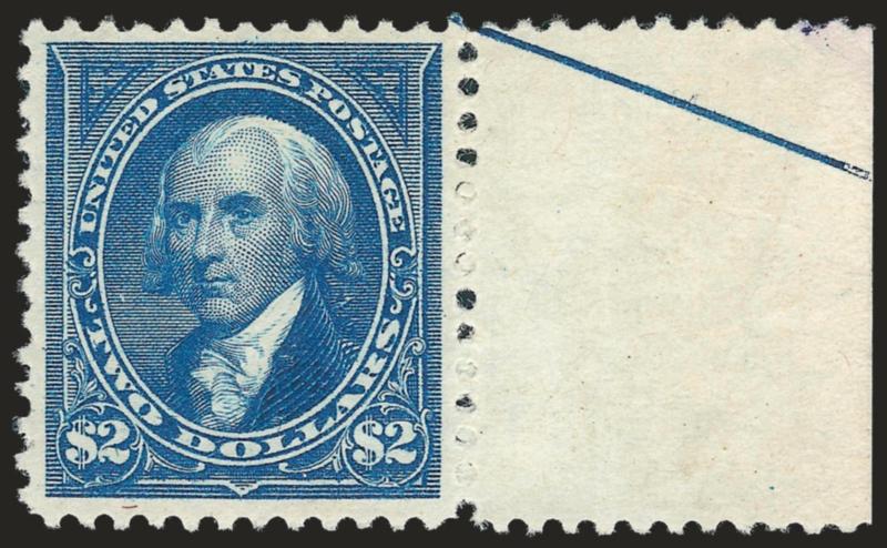 $2.00 Bright Blue (262).> With part arrow selvage at right, original gum, bright color, fresh and Very Fine, a pretty stamp