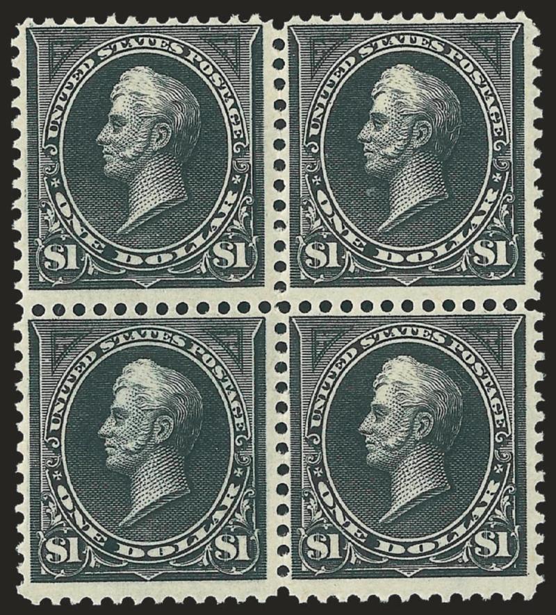 $1.00 Black, Ty. I (276).> Block of four, original gum, bottom stamps barely hinged, intense shade on bright paper, fresh and Fine