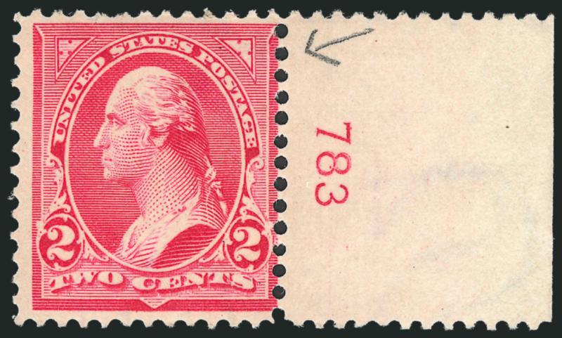 2c Red, Ty. IV (279B).> Plate no. 783 at right, original gum, unusual variety with <no lines inside triangle at upper right,> Fine, an unusual variety which was likely caused by plate wear, unlisted in
Scott