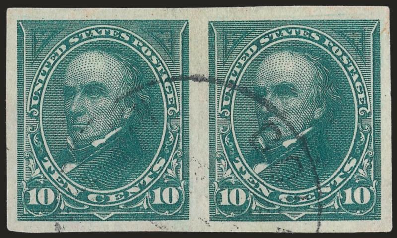 1c-10c 1895 Bureau Issue, Imperforate (264a, 267a, 268a, 269a, 273a).> Right sheet margin block of four of 2c, pairs of others (3c vertical), large margins, each cancelled, few with dubious cancels, few flaws,
overall Fine-Very Fine