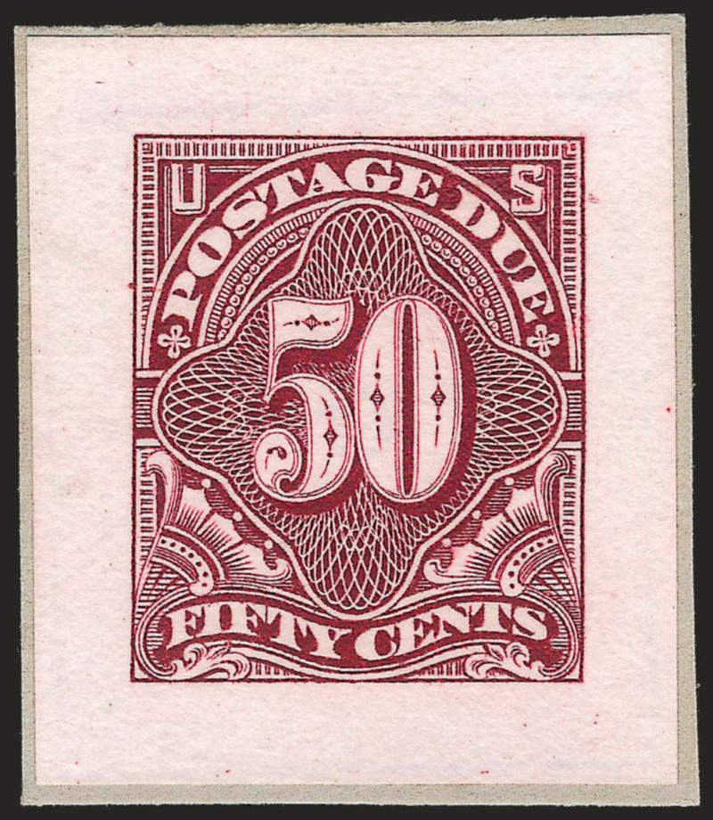 1c-50c 1894, Small Die Proofs on Wove (J31P2-J37P2).> On original gray card backing from a Roosevelt presentation album, 3c from Die 54 after hardening and with easily discernible crack as always on this proof,
fresh and Very Fine, it is believed tha