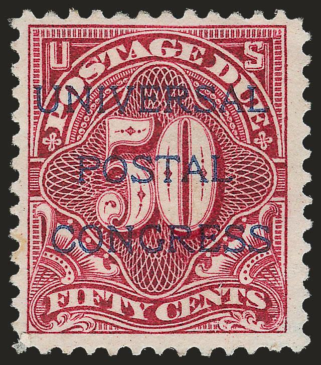 1c-50c Deep Claret, Universal Postal Congress Ovpt. Ty. O (J38S-O thru J44S-O).> Original gum, 50c slightly disturbed, rich colors, Fine-Very Fine, attractive set, three with backstamps, only 125 sets were
produced