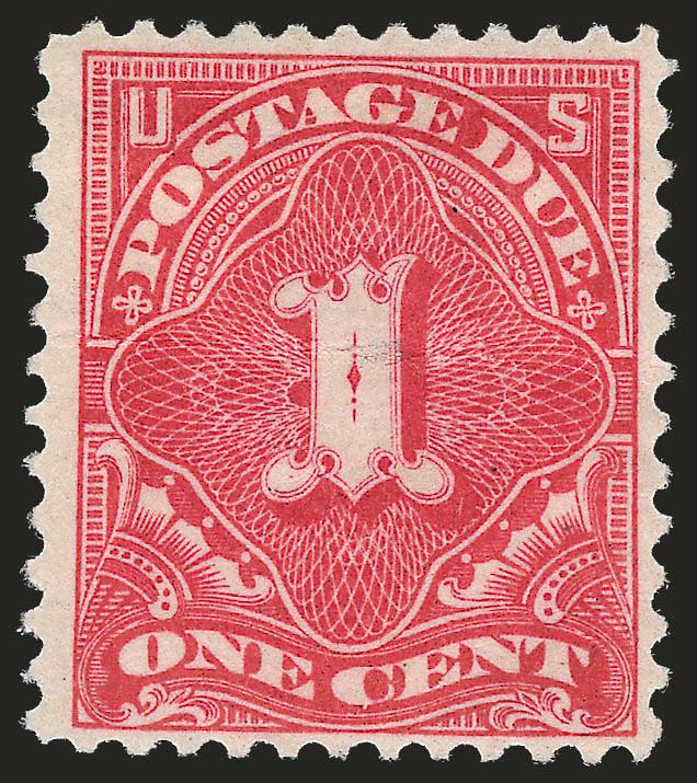 1c Vermilion (J29).> Original gum, h.r., radiant color, horizontal crease at center, Very Fine appearance