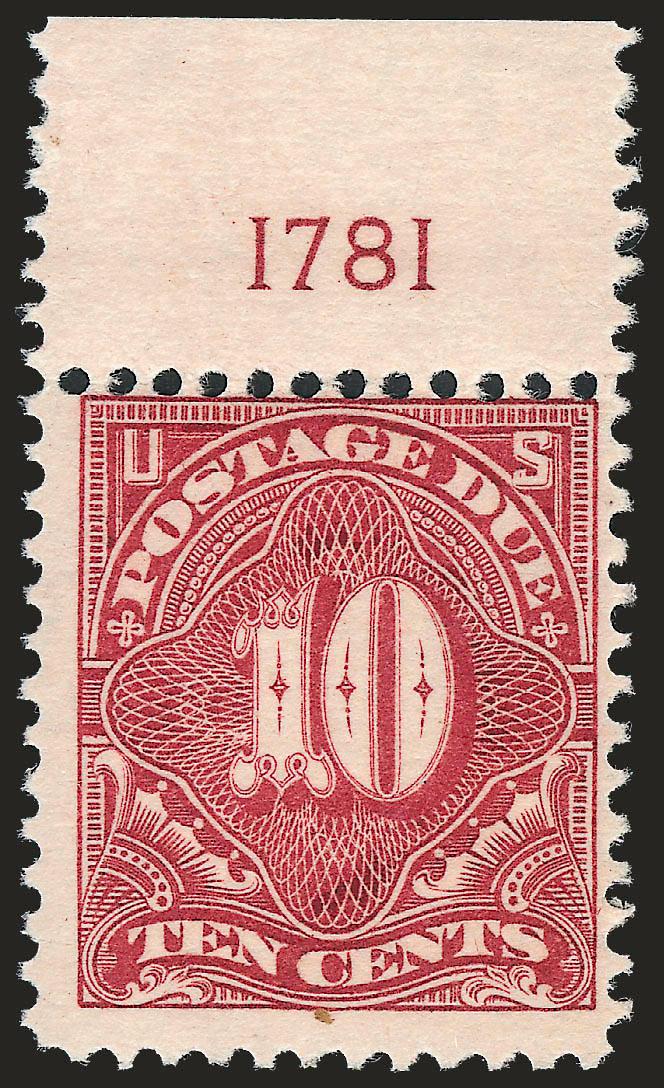 1c-10c Deep Claret (J38-J42).> 31 plate no. singles, <complete showing of every plate no. used for these issues,> incl. eight 1c, eleven 2c, five 3c, three 5c and four 10c, original gum, several Mint N.H. or
hinged only in selvage, few h.r., range of