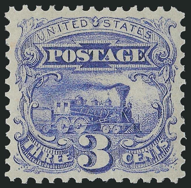 3c Ultramarine (114).> Original gum, lightly hinged, brilliant color on bright paper, well-balanced margins, Extremely Fine Gem, a beautiful stamp, P.S.E. encapsulated (OGph, XF-Superb 95 SMQ $1,250.00), this
is the highest grade awarded to date to