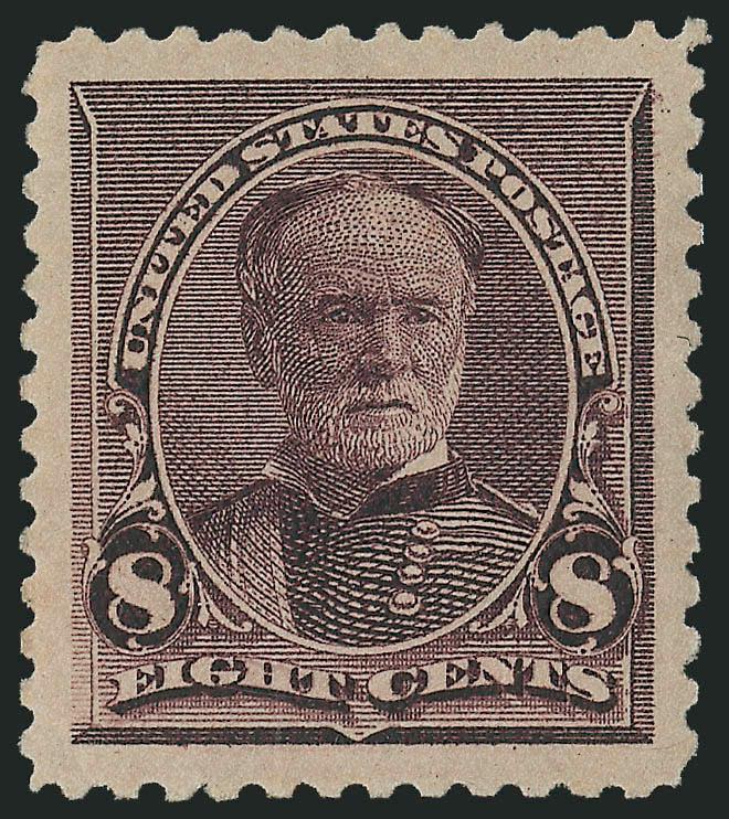 8c Lilac (225).> Mint N.H., incredibly rich color and proof-like impression, perfectly centered with Jumbo margins, long and full perforations<><>^EXTREMELY FINE GEM. A MAGNIFICENT MINT NEVER-HINGED EXAMPLE OF
THE 8-CENT 1890 SMALL BANK NOTE ISSUE,