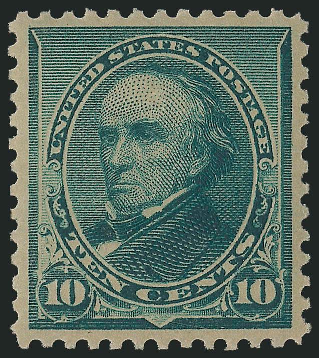 10c Green (226).> Mint N.H., rich color and detailed impression, perfectly balanced margins<><>^EXTREMELY FINE GEM. A MAGNIFICENT MINT NEVER-HINGED EXAMPLE OF THE 10-CENT 1890 SMALL BANK NOTE ISSUE, GRADED
SUPERB 98 BY P.S.E.^<><>P.S.E. encapsula
