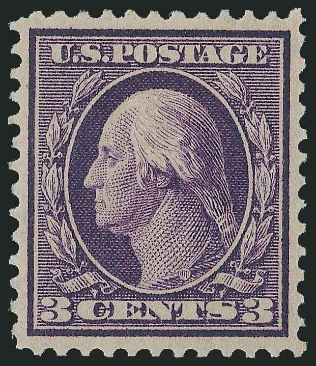 3c Deep Violet, Bluish (359).> Mint N.H., deep rich color and proof-like impression on deeply blued paper, exceptionally well-centered for this difficult issue<><>^EXTREMELY FINE. AN OUTSTANDING AND EXTREMELY
RARE MINT NEVER-HINGED EXAMPLE OF THE 3