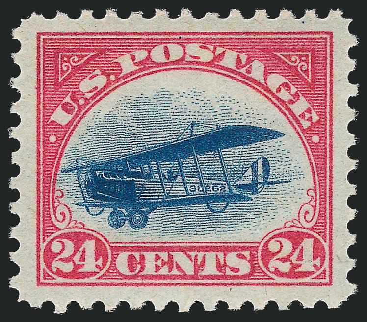 24c Carmine Rose & Blue, 1918 Air Post (C3).> Mint N.H., wide beautifully balanced margins, fresh and crisp, Extremely Fine Gem, with 2008 P.S.E. certificates (Superb 98 SMQ $1,000.00)