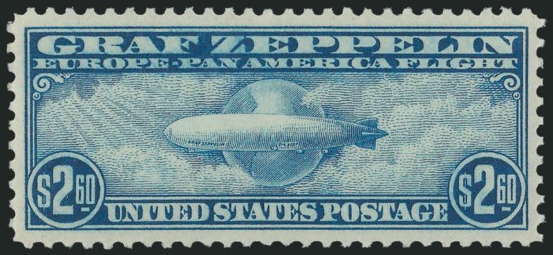 $2.60 Graf Zeppelin (C15).> Mint N.H., beautifully centered, rich color and crisp impression, Extremely Fine Gem, P.S.E. encapsulated (XF-Superb 95 SMQ $1,750.00)